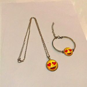 Heart emoji jewelry set